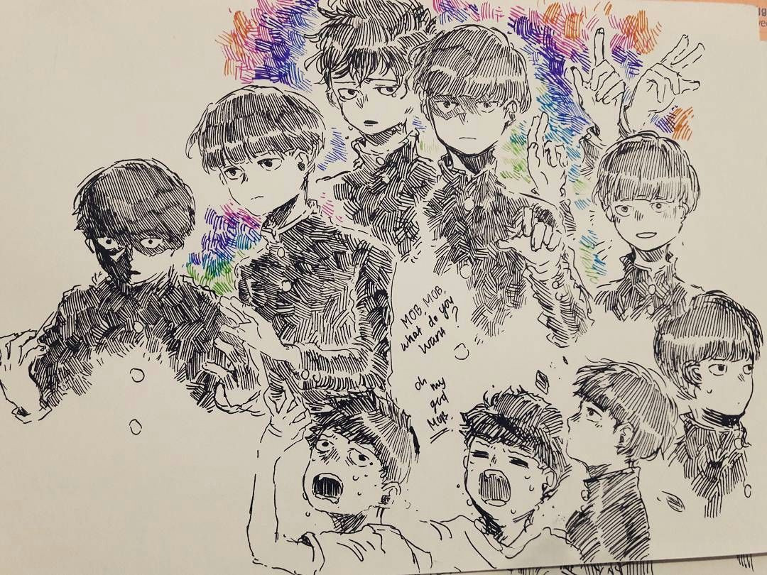 trying to understand the characters better i should work on gestures so i can draw reigen mp100 mobpsycho100 kageyamashigeo ink traditionalart