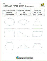 shape worksheets printable name and trace 4uk