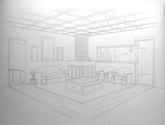 two point perspective room perspective drawing3