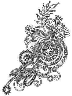 original hand draw line art ornate flower design ukrainian traditional royalty free cliparts