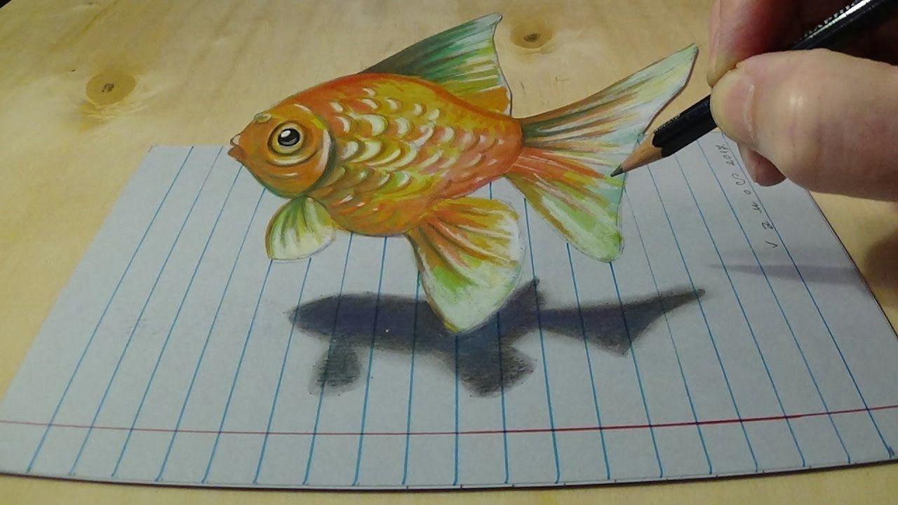 drawing goldfish on lined paper how to draw goldfish for kids 3d ana