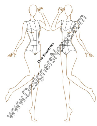 three quarter view v45 female fashion figure croqui fashion design portfolio fashion design drawings