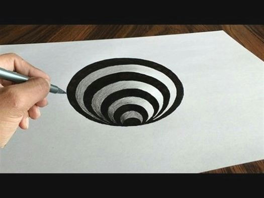 very easy 3d trick art how to draw a round hole on paper easy drawings