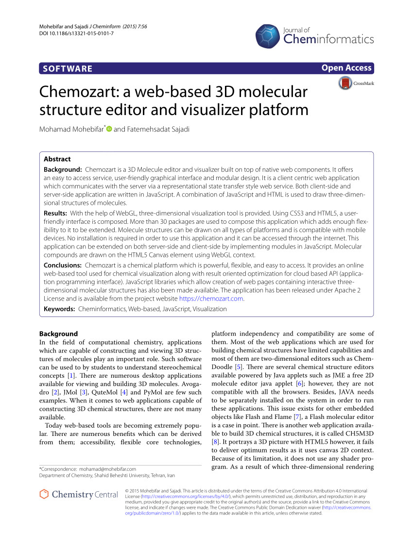 pdf chemozart a web based 3d molecular structure editor and visualizer platform