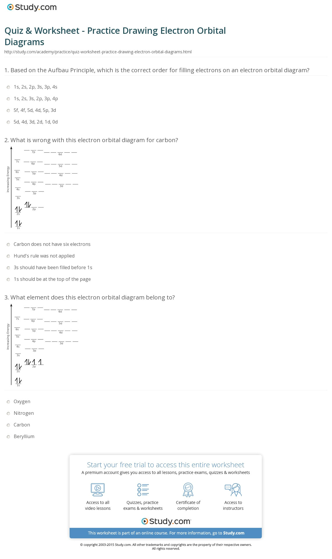 print practical application for drawing electron orbital diagrams worksheet