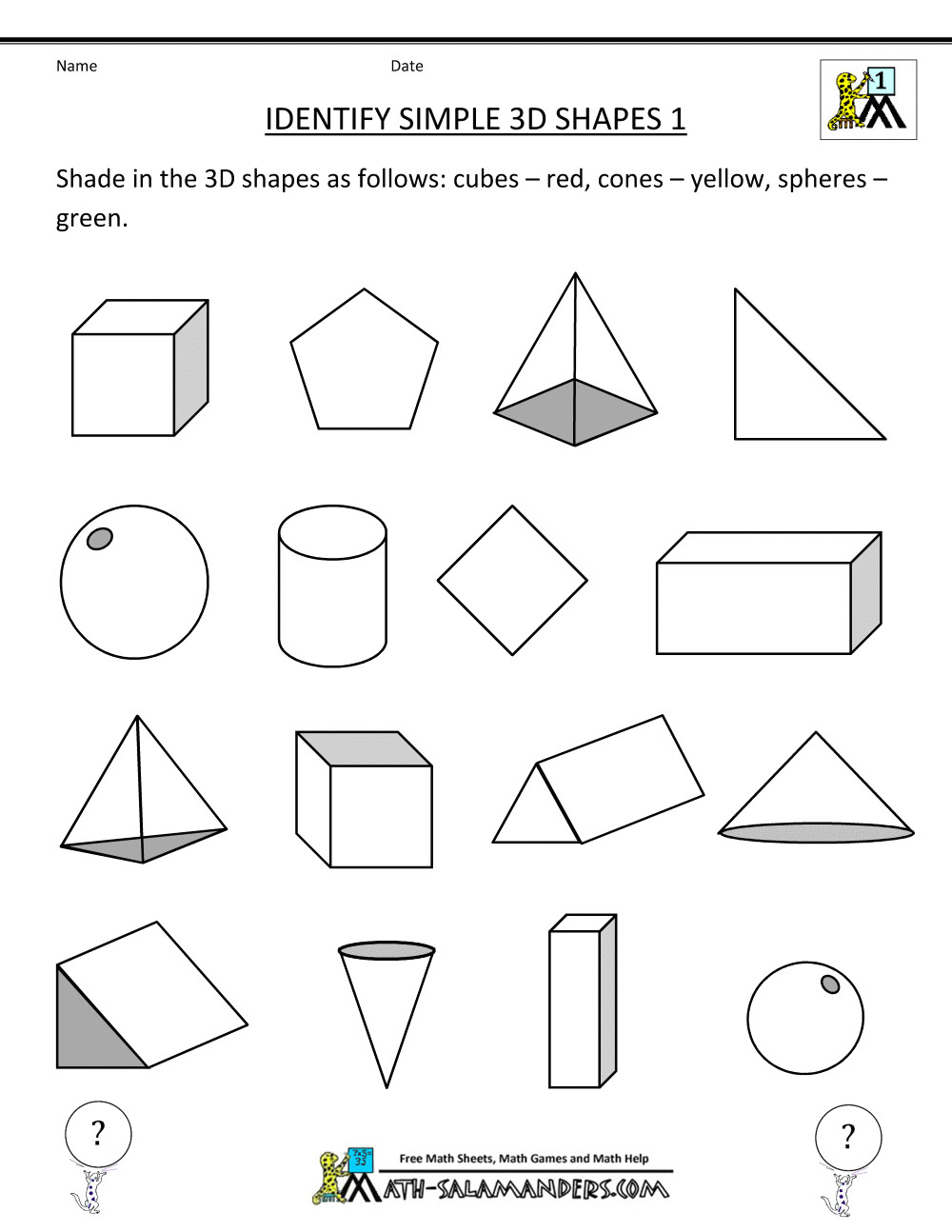 identify simple 3d shapes 1 answers