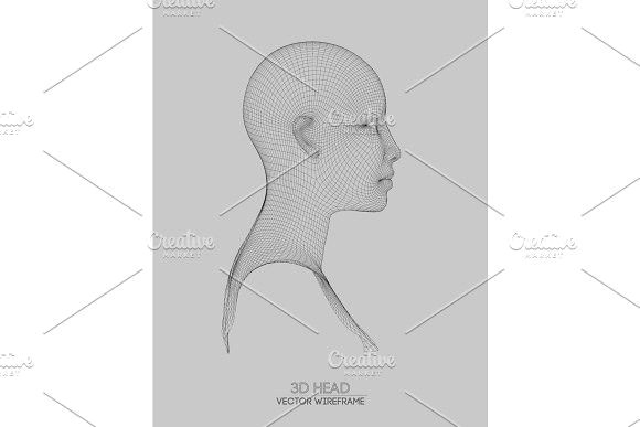 3d head wireframe vector drawing of wireframe head 3d model vector illustration wireframe