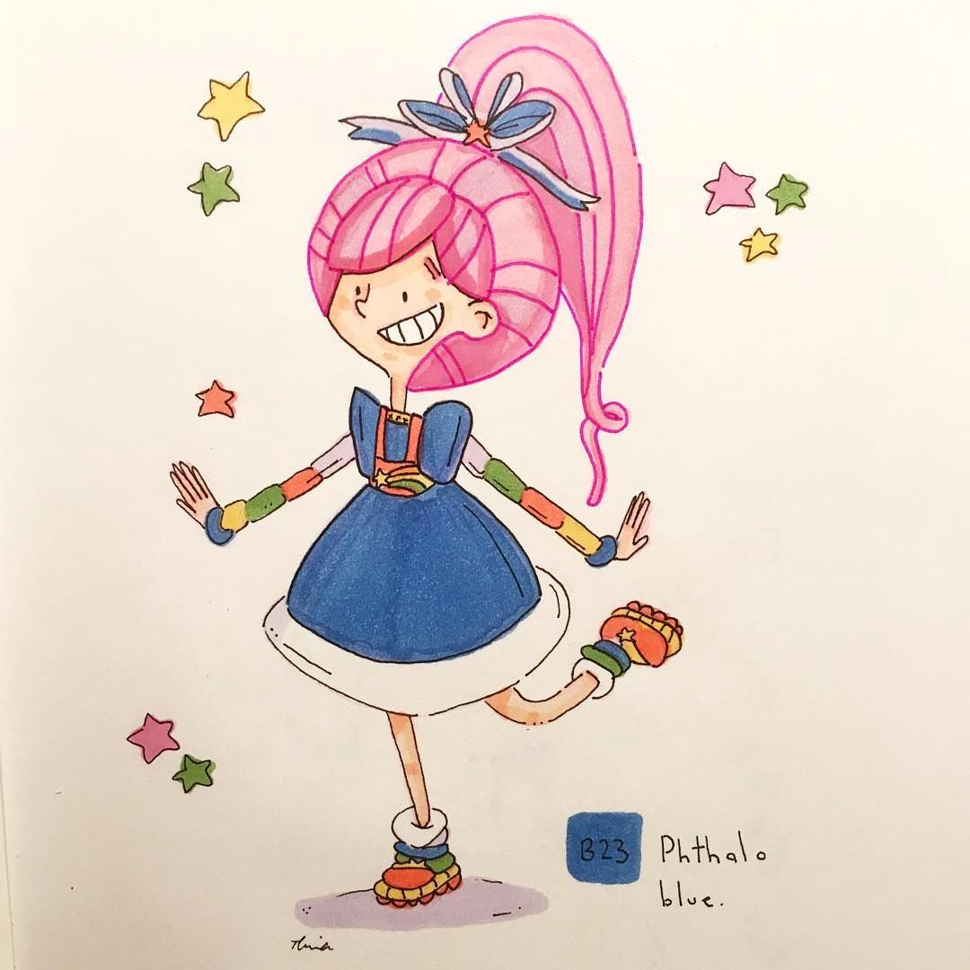 day 7 s colour b23 phthalo blue i loved rainbow brite and when i was a kid my cousin and i would watch it for hours this has to be the dream cosplay