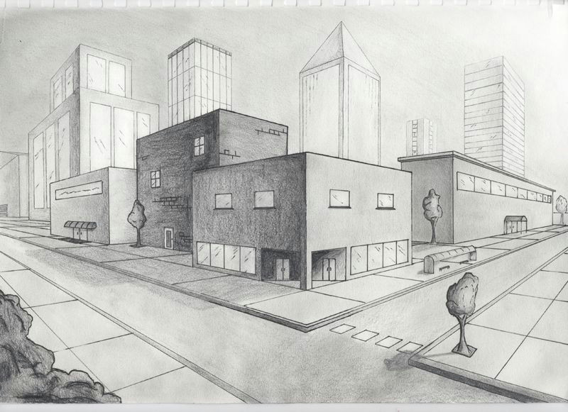 picture two point perspective city 2 point perspective drawing linear perspective drawing vanishing