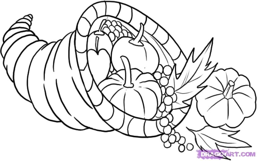 cornucopia how to draw a cornucopia step by step thanksgiving seasonal free