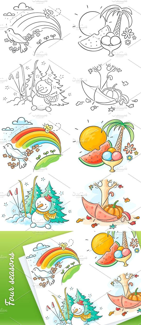 the four seasons in cartoon pictures summer