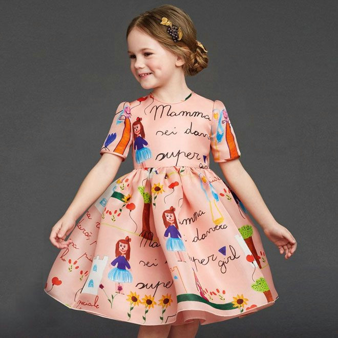 most expensive designer dresses for mini fashionistas organza silk drawing dress by dolce gabbana 980