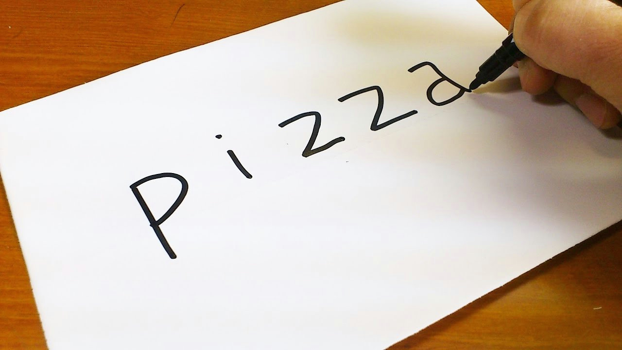 how to turn words pizza into a cartoon let s learn drawing art on paper for kids