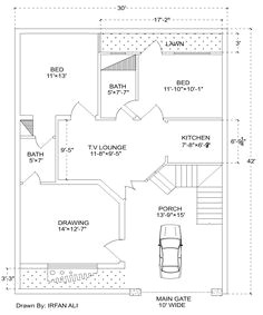 6 marla house plan 30 a 42 modern house plan