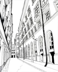 holiday fine art print stockholm pen and ink black and white 5 x 7