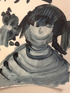 check out this cool black and white painting of a girl made by today s artist of the day miss k 6 years old