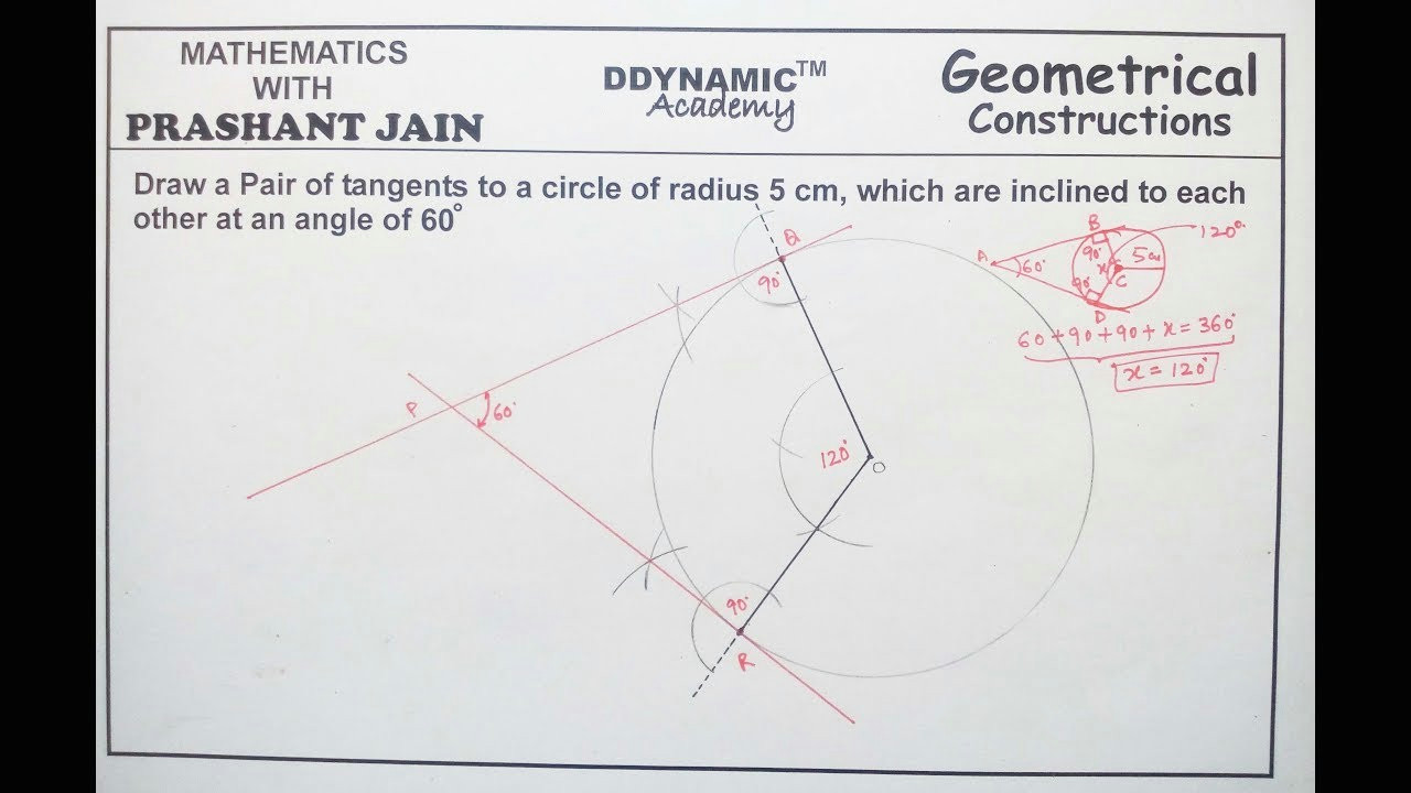 constructions of pair of tangents line when when tangent line inclined at an angle