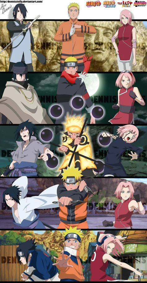 the team 7 evolution naruto sasuke and sakura by dennisstelly