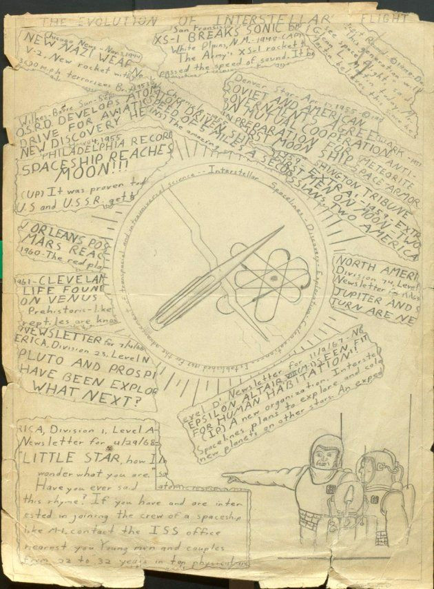 drawing of the evolution of interstellar flight by the young carl sagan c