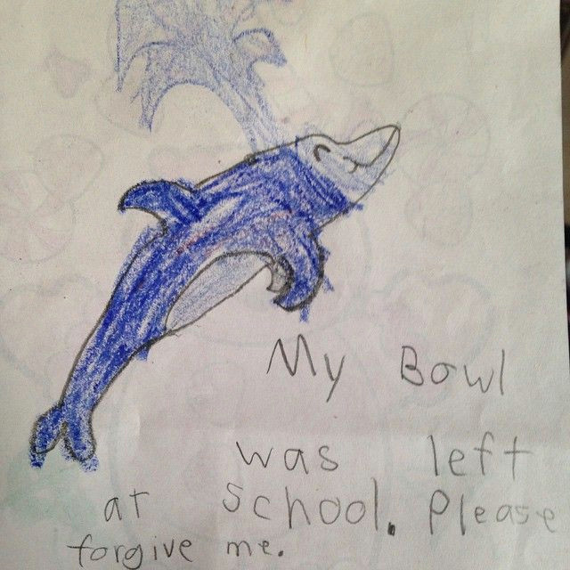 from instgram user taram430 kidart16 my 7 year old left this note for me yesterday leaving her bowl at school wasn t a big deal