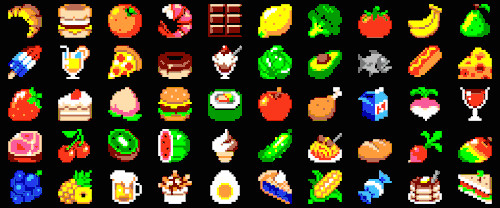 50 x 8bit food pixel artist justin cyr source