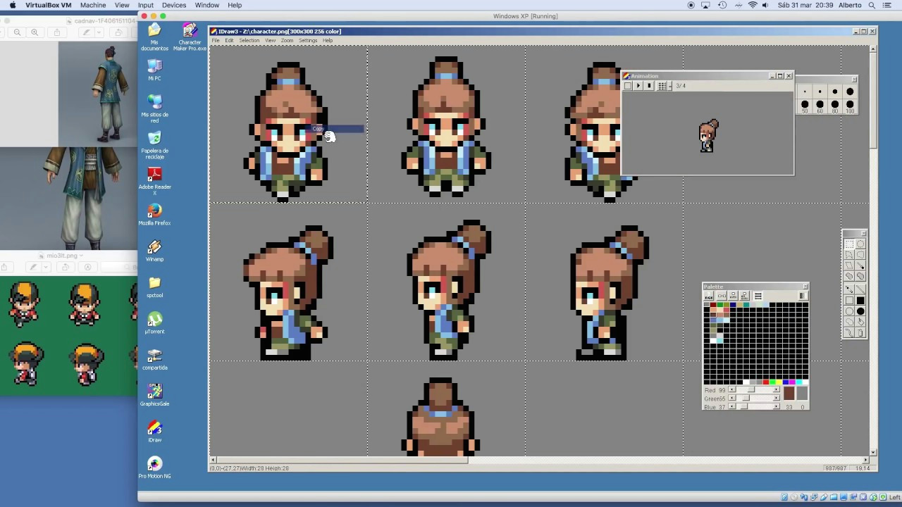 pixel art timelapse chibi character animation in 4 directions