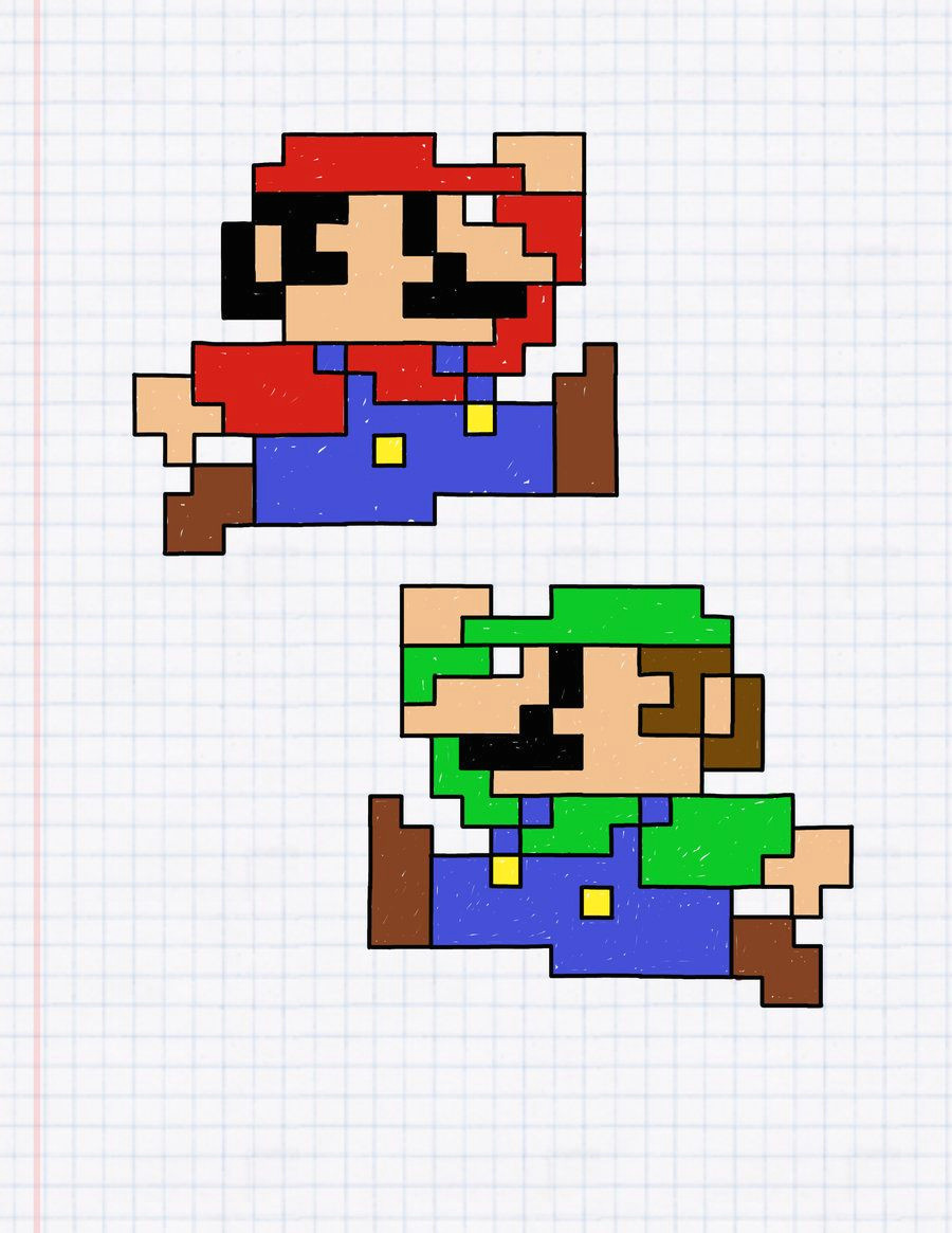 i don t even know why mario always pops into my mind when i draw things on graph paper and then luigi comes right after henrick dulin mario and luigi