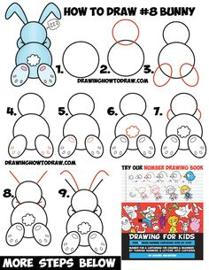 how to draw a cute cartoon sleeping bunny rabbit from 8 shape easy step by step drawing tutorial for kids and preschoolers