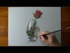 drawing time lapse a red rose in glass vase