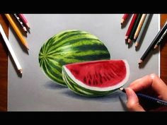 drawing watermelon with colored pencils speed draw jasmina susak