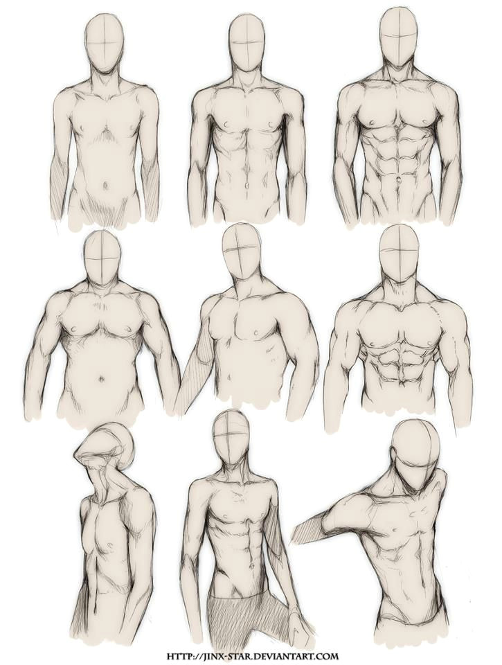 how to draw the human body study male body types comic manga character reference