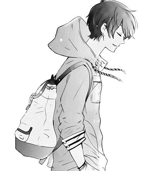 anime boy reference wearing hoodie and backpack