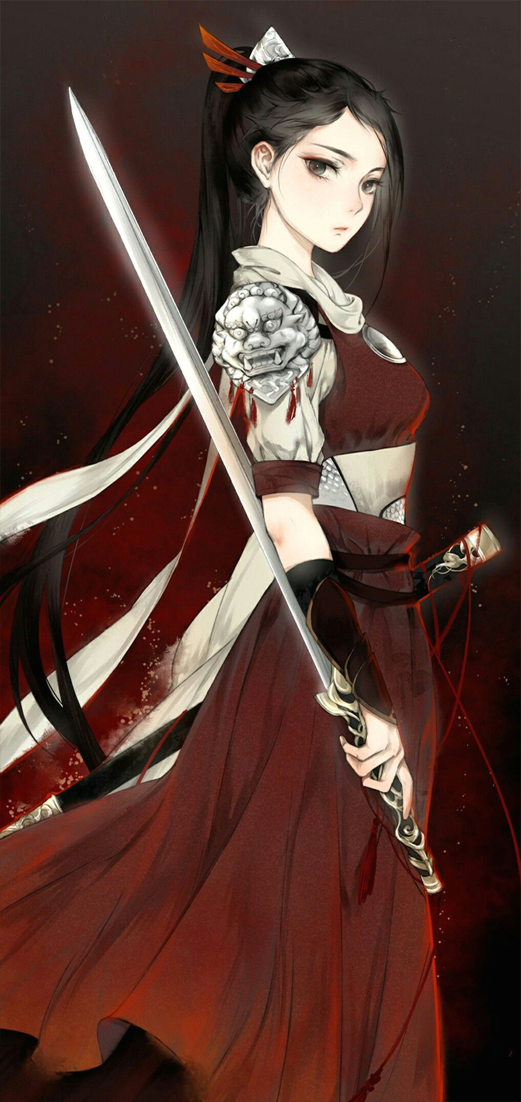 beautiful anime girl pretty anime girl female samurai samurai poses samurai anime