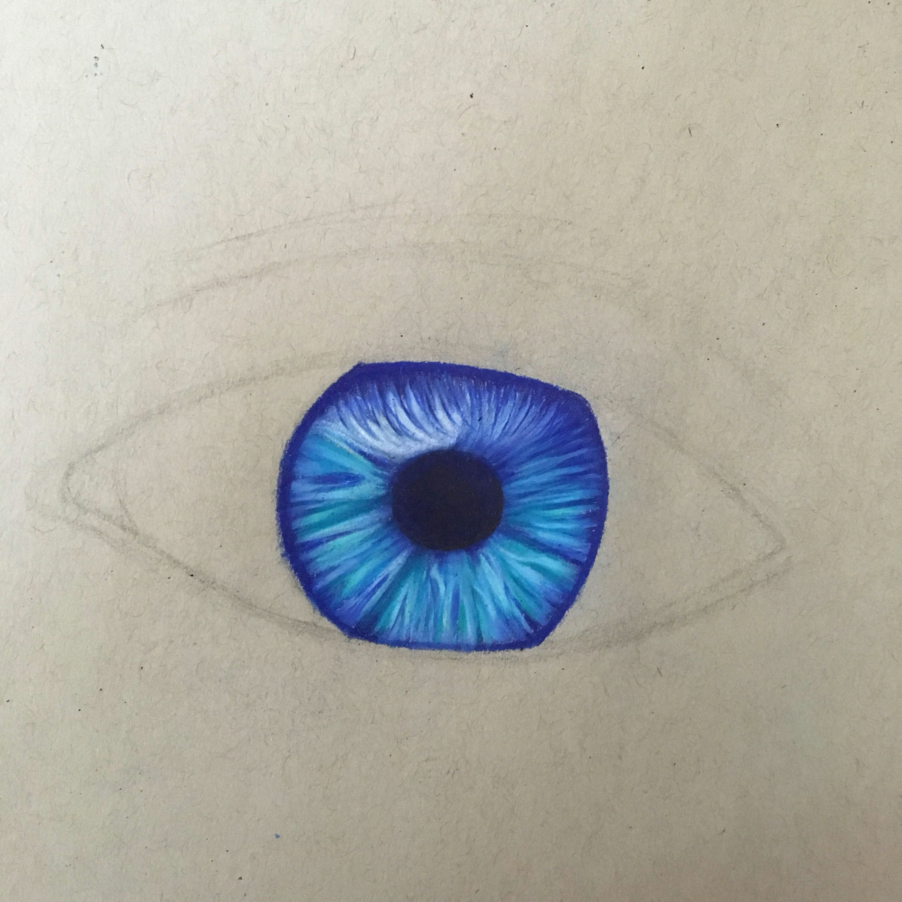 blue eye drawing with prismacolor pencil crayons