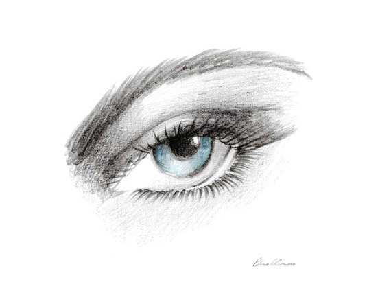 eye print blue eye art hand made pencil drawing printable art home