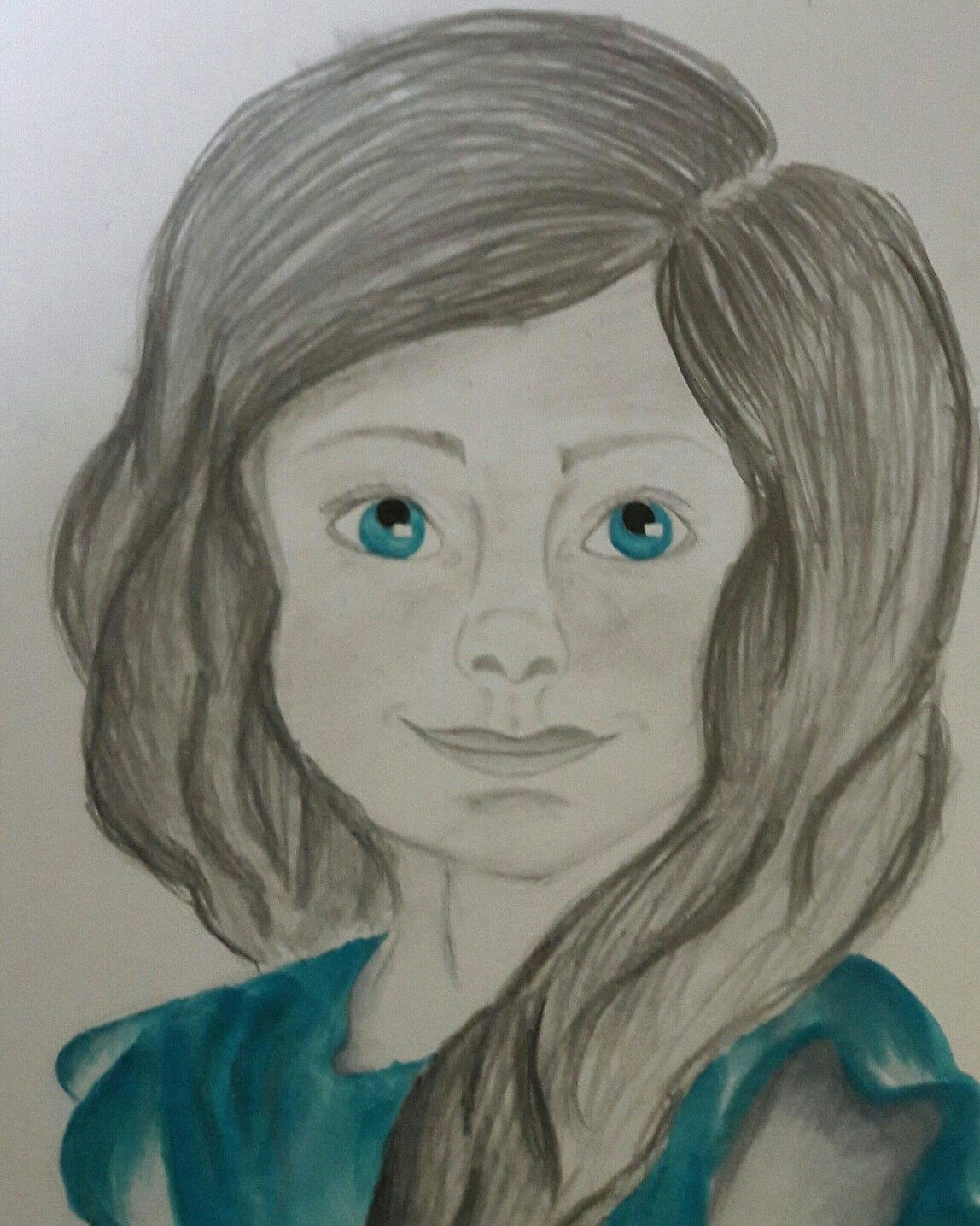girl with blue eyes d blue sketch doodle art
