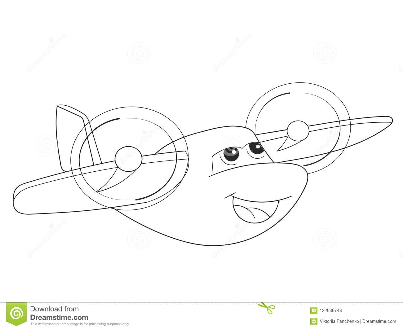 cartoon coloring plane with faces live transport