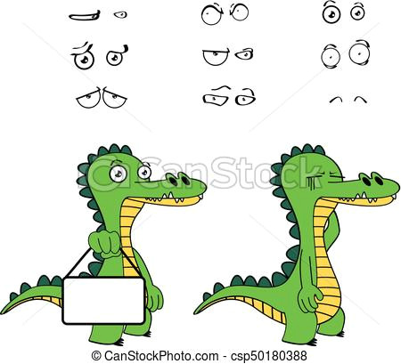 funny alligator cartoon expressions set7 csp50180388