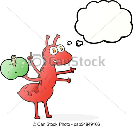 thought bubble cartoon ant with apple csp34849106