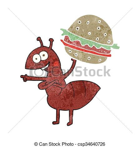 retro cartoon ant carrying food csp34640726