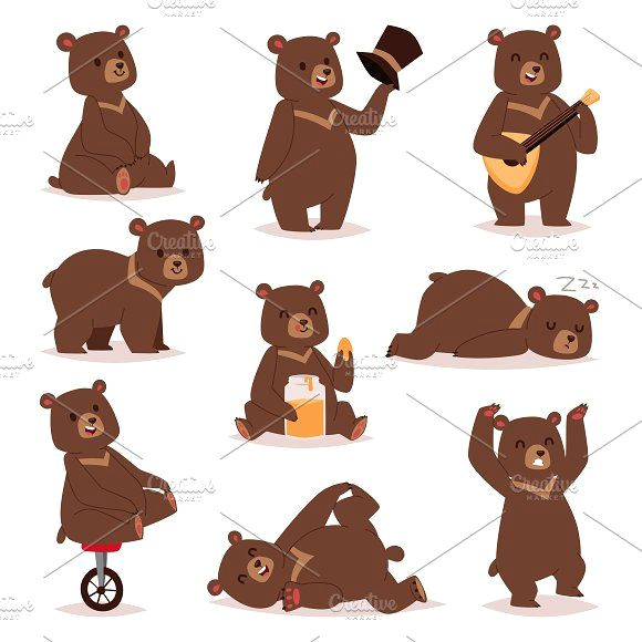 cartoon bear vector set by vectorstockerland on creativemarket