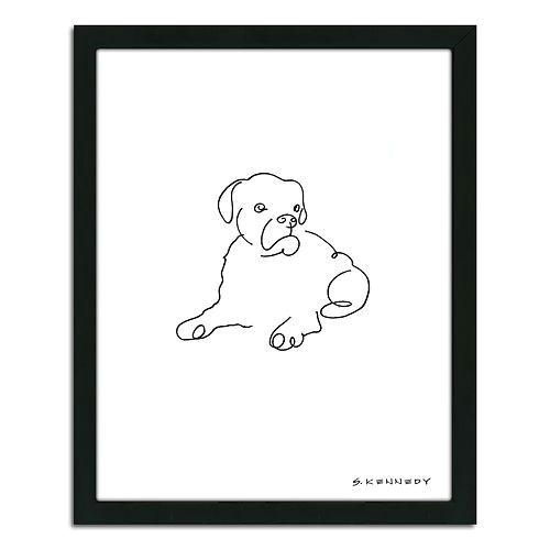 boxer line drawing framed