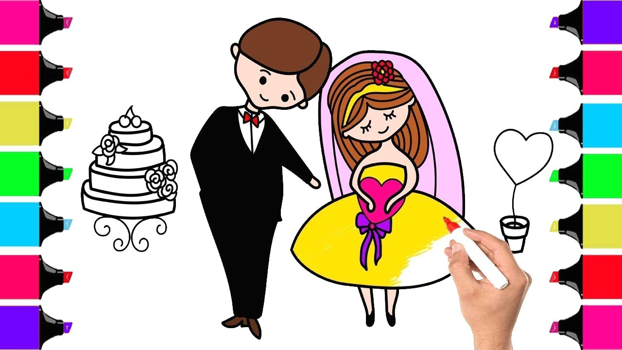 wedding bride and groom coloring book how to draw set for wedding colours for kids