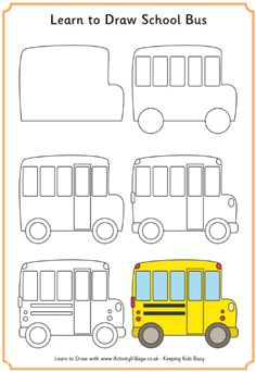 learn to draw a school bus auto zeichnen ideen furs zeichnen schule kinder