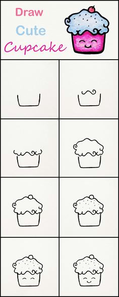 how to draw a cute cupcake 2 step by step art for kids