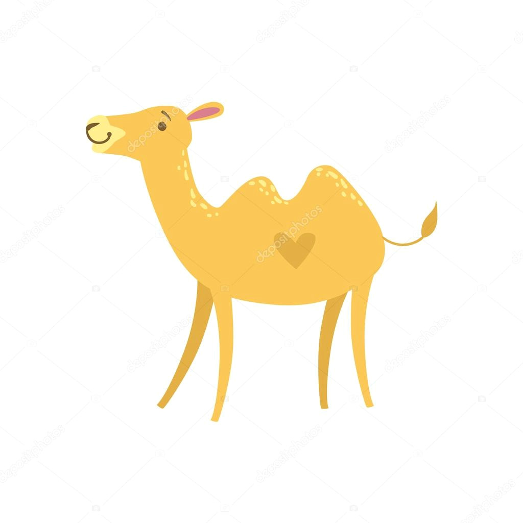 camel stylized childish drawing isolated on white background primitive cartoon style illustration for children in flat vector design wektor od