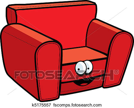 a cartoon red chair smiling and happy