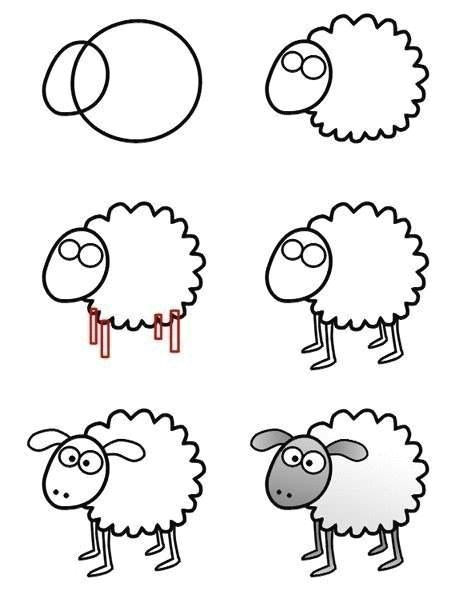 sheep drawing cartoon animals sheep cartoon easy cartoon drawings cartoon lamb easy