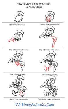 how to draw jiminy cricket step by step tutorial