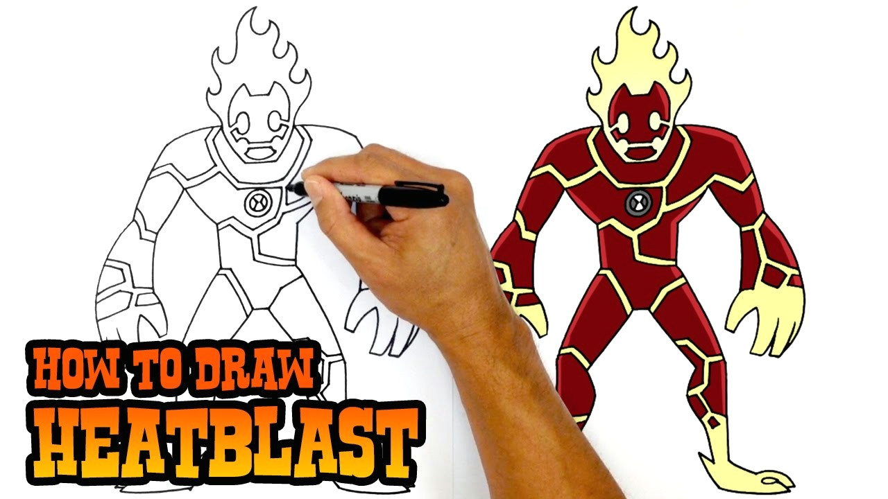 Drawing A Cartoon Cricket How to Draw Heatblast Ben 10 Youtube